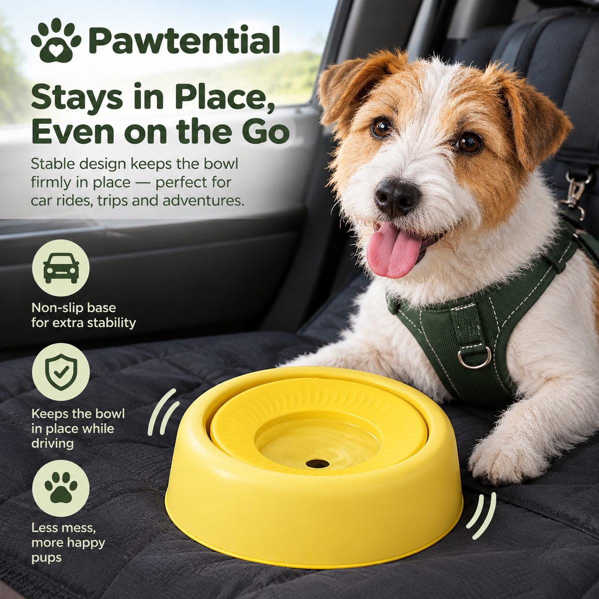 Pawtential™ SteadyBowl No-Spill Car Water Bowl for Pets