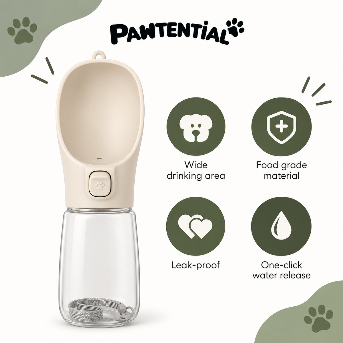 Pawtential™ HydrateGo -On-the-Go Dog Water Bottle