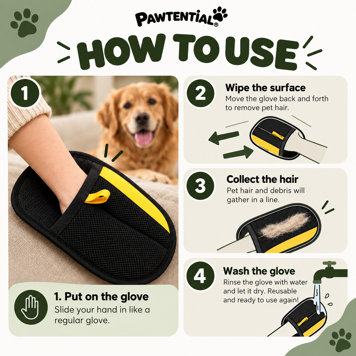 Pawtential™ FurAway Mitt - Fur Removal Glove