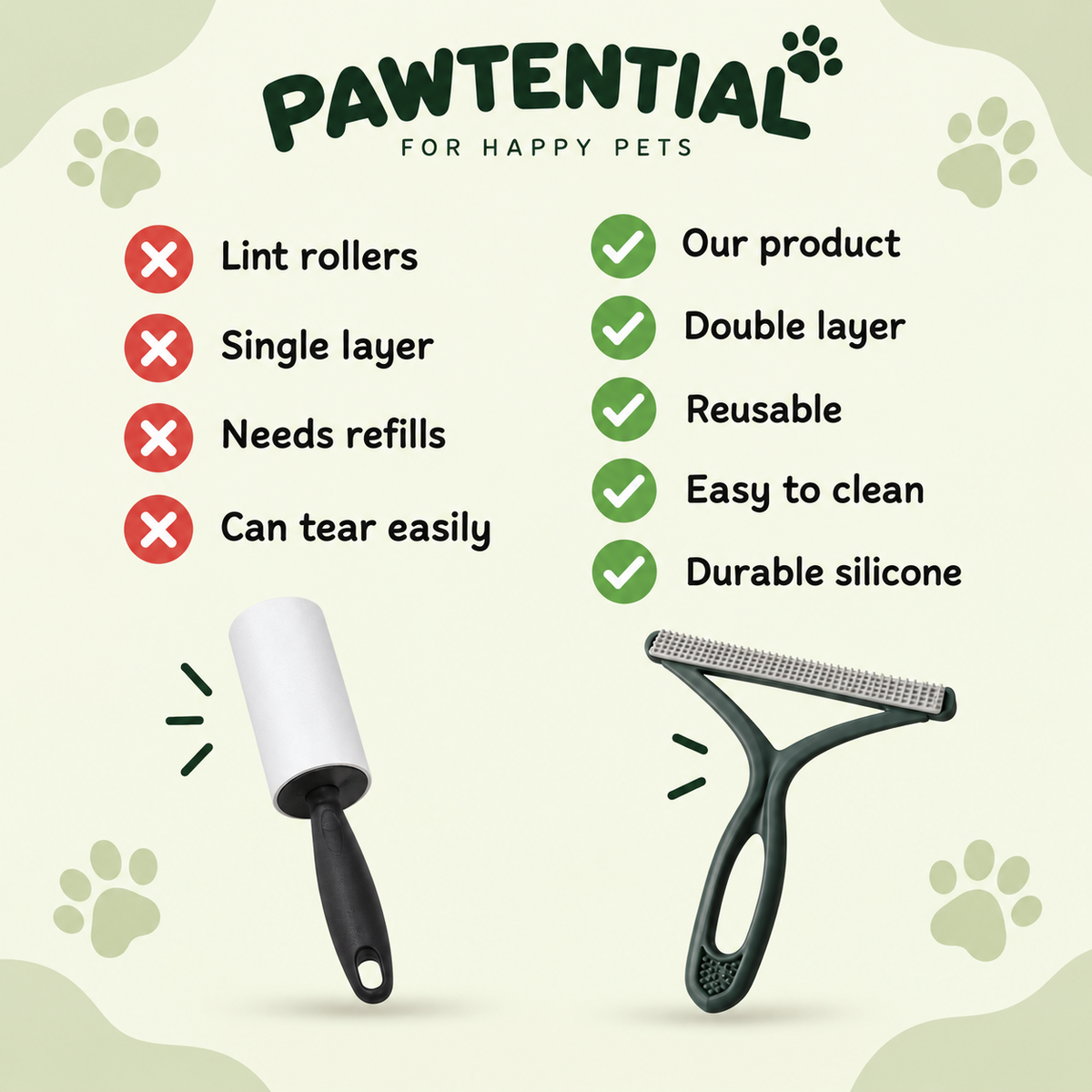 Pawtential™ Double-Sided Pet Hair Remover
