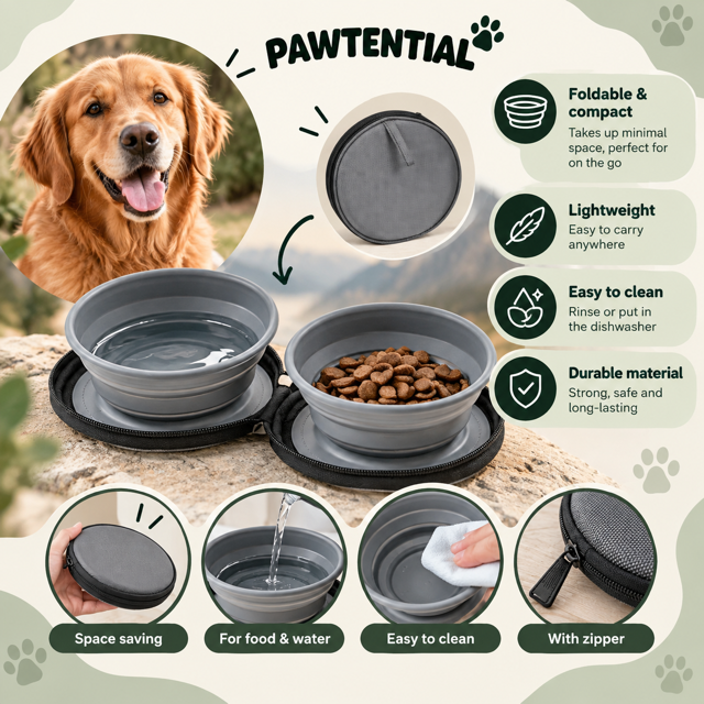 Pawtential™ GoBowl - Dog Foldable Travel Bowls