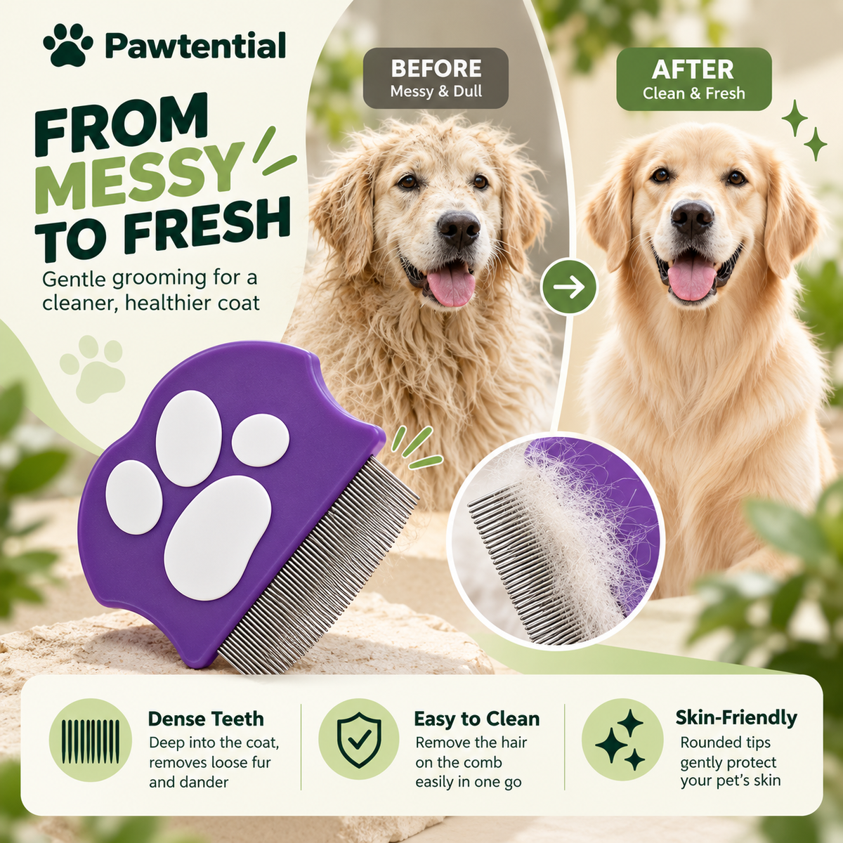 Pawtential™ Face & Flea Comb