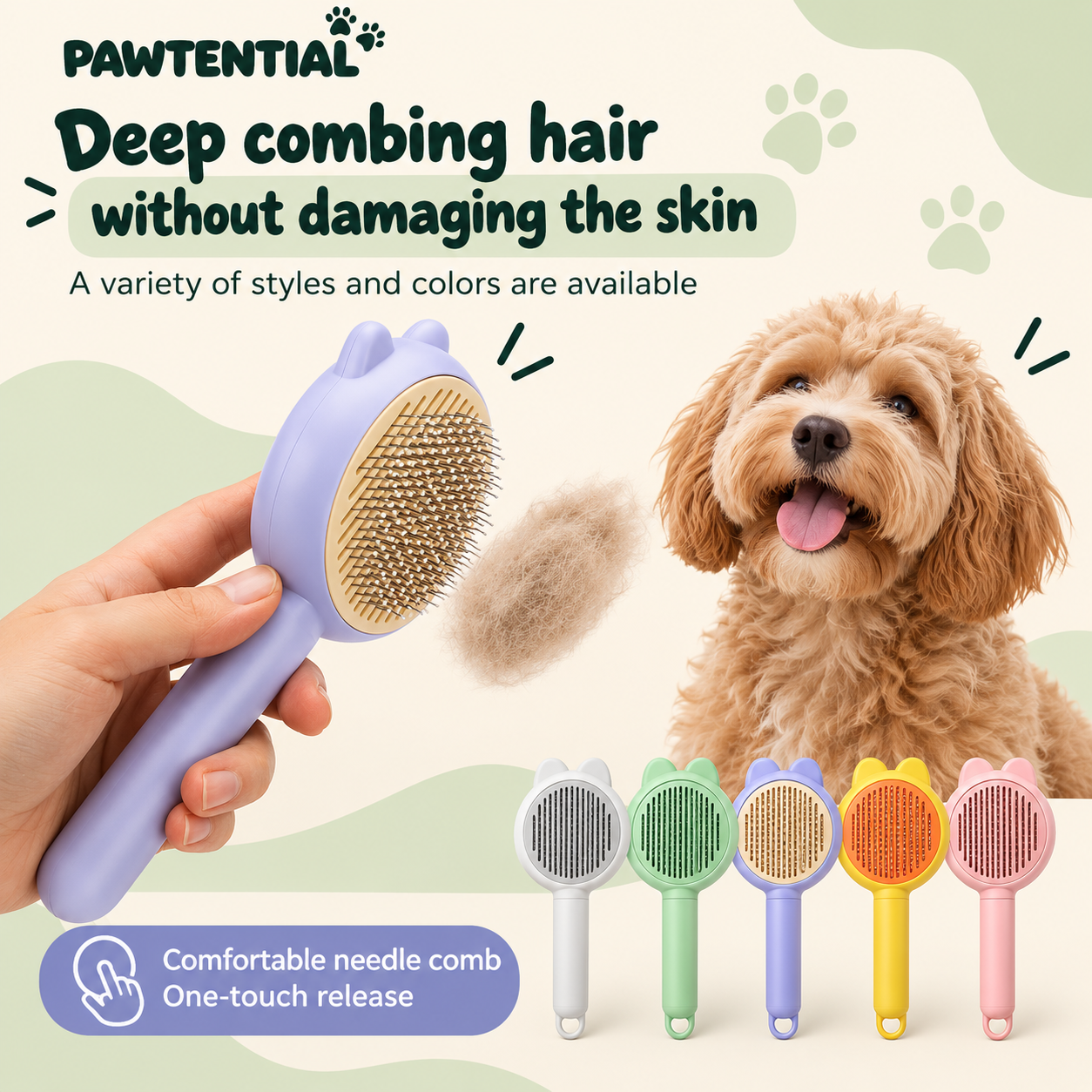 Pawtential™ Self-Cleaning Pet Brush