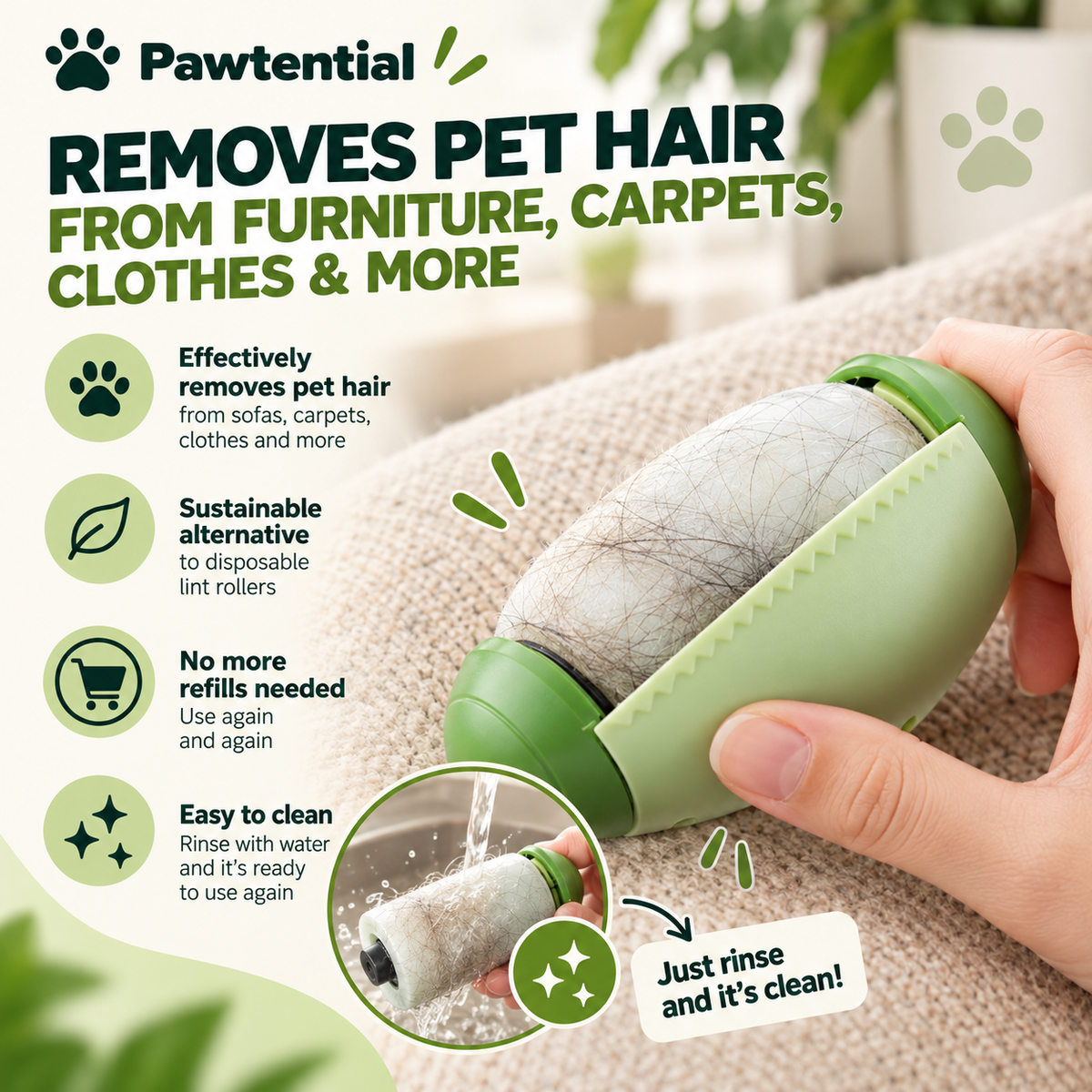 Pawtential™ FurClean Roller - Reusable Fur Roller