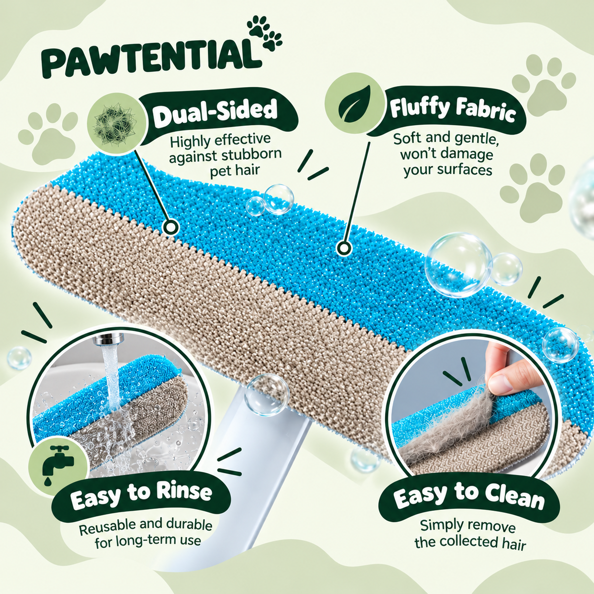 Pawtential™ FurSweep - 3-in-1 Pet Hair Remover