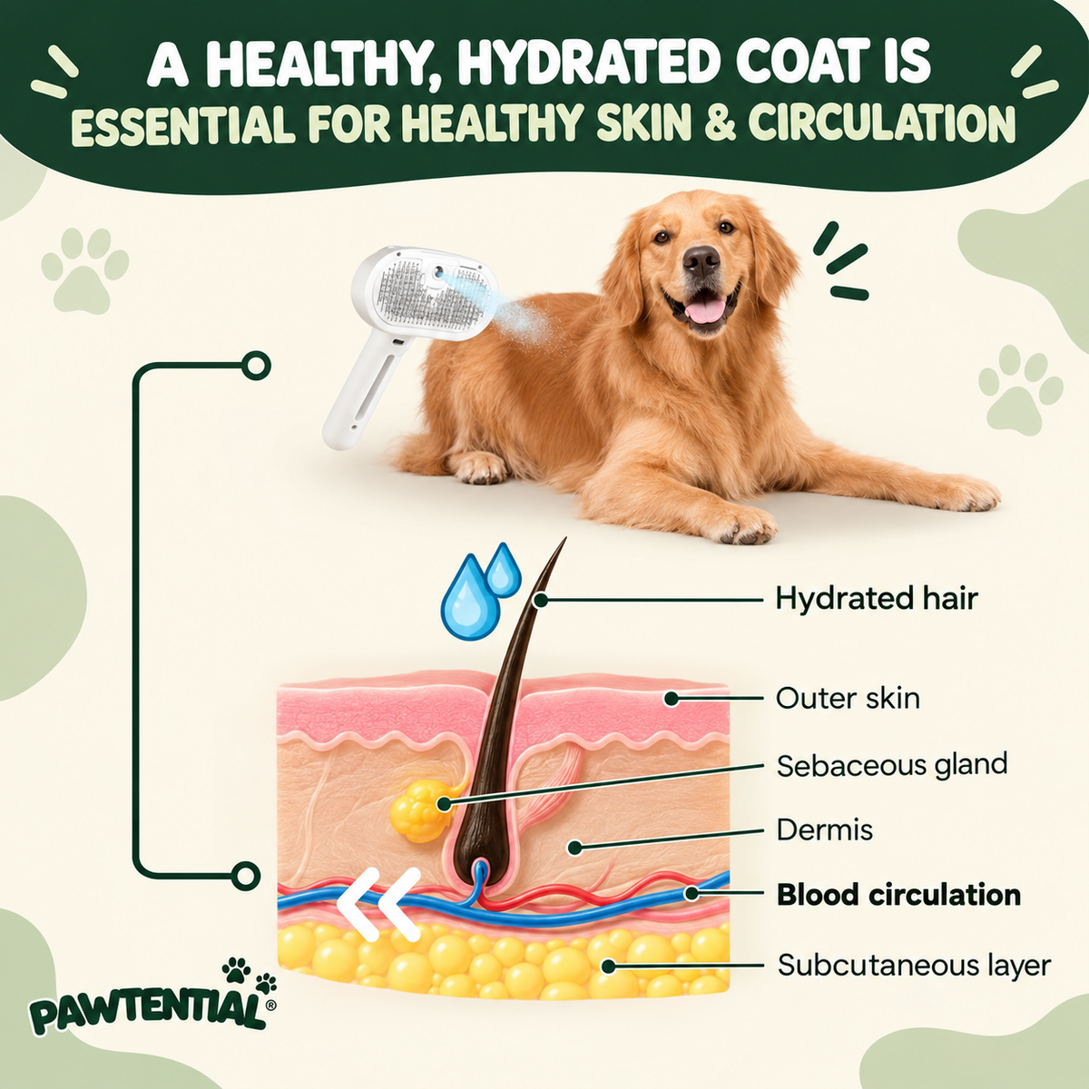 Pawtential™ FurMist Pro – Professional Grooming Brush for Pets