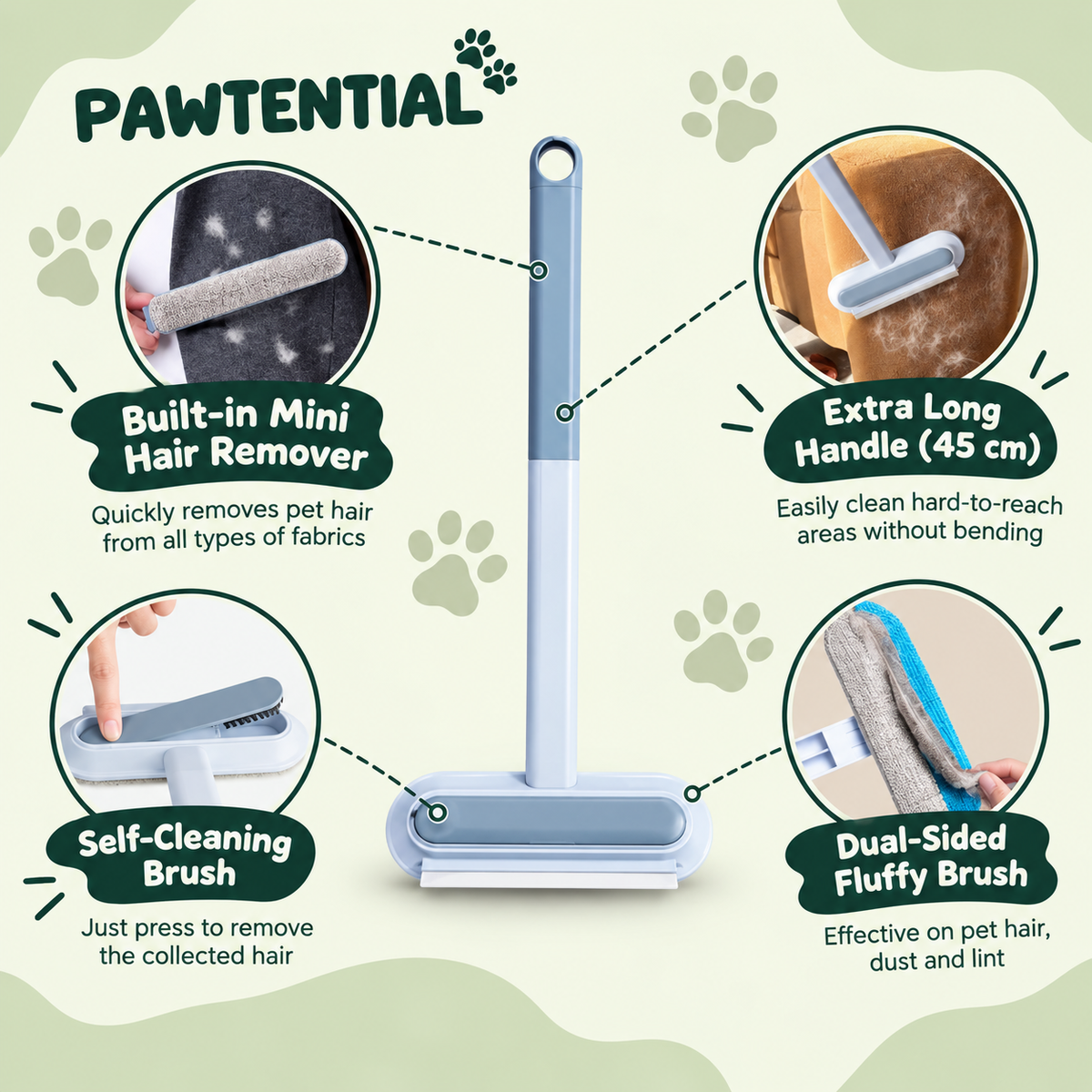 Pawtential™ FurSweep - 3-in-1 Pet Hair Remover