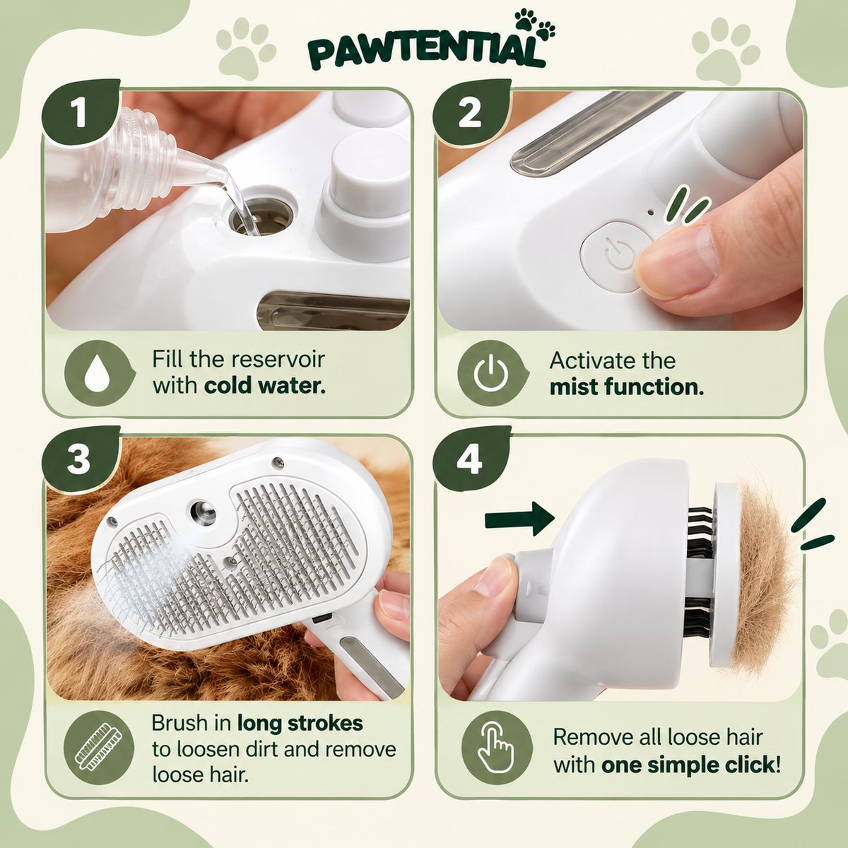 Pawtential™ FurMist Pro – Professional Grooming Brush for Pets