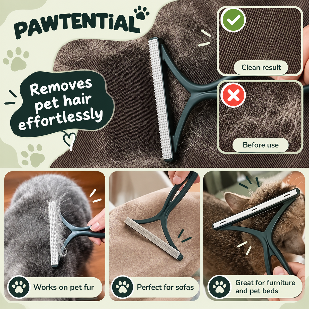 Pawtential™ Double-Sided Pet Hair Remover